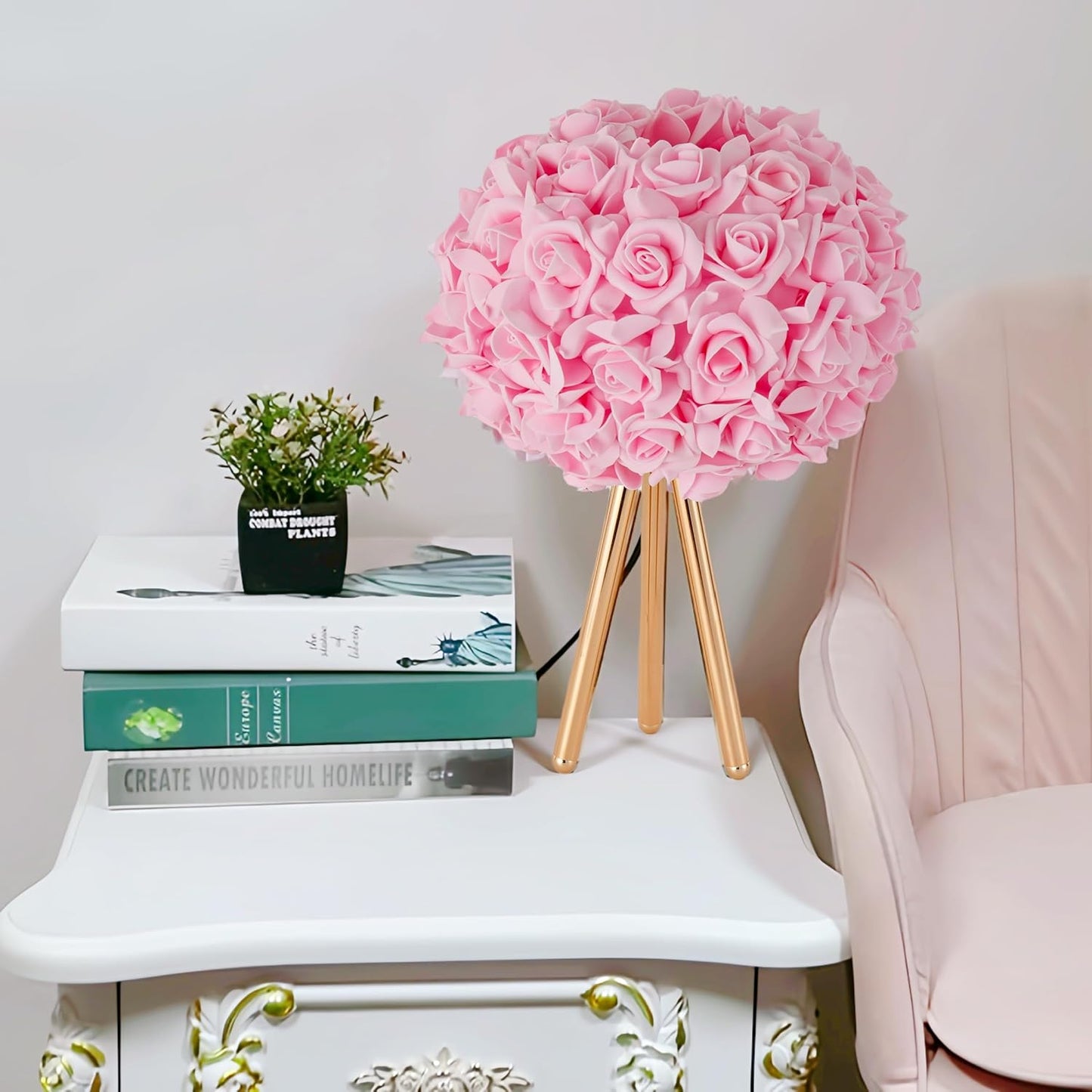 Pink Rose Flower Lamp